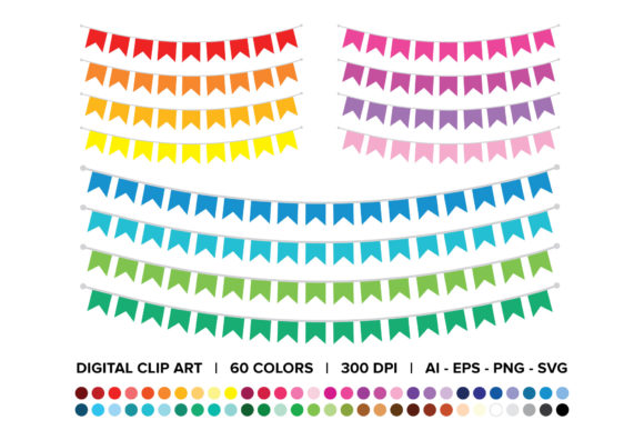 Flag Bunting Banner Clip Art Set: A Versatile Resource for Modern Designers and Creators