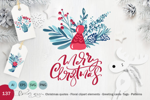 Floral Christmas Design Elements