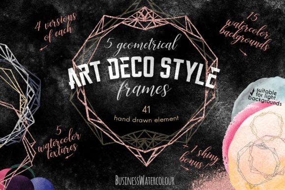 Geometry Art Deco Style Frames Set: A Versatile Design Resource for Creative Projects