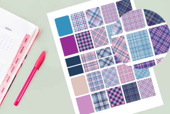 Gingham Plaid Stickers for Creative Projects