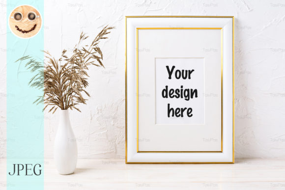Gold Decorated Frame Mockup with Dried