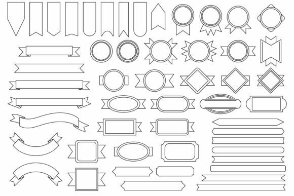 Outline Badge Banner Clip Art Set: A Versatile Design Resource for Creative Projects