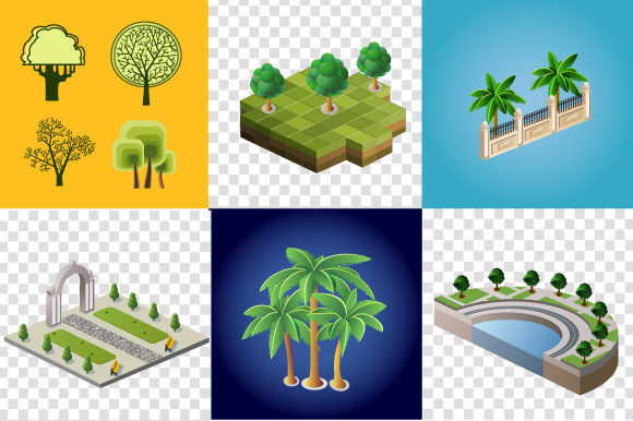 Set of Images of Trees for Creative Projects