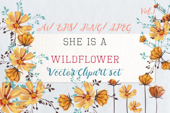 She is Wildflower, Vector Clip Art Set: A Strategic Tool for Creative and Professional Use
