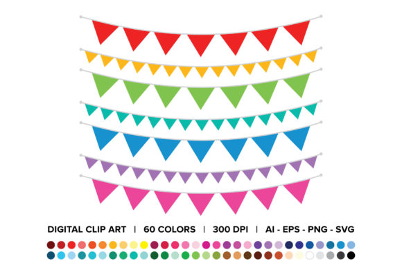 Single Color Triangle Banner Clip Art Set for Design Professionals and Creators
