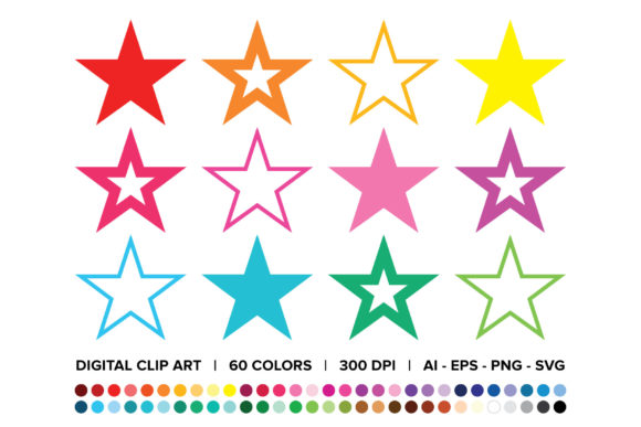 Star Trio Clip Art Set: A Versatile Design Resource for Professionals and Creators