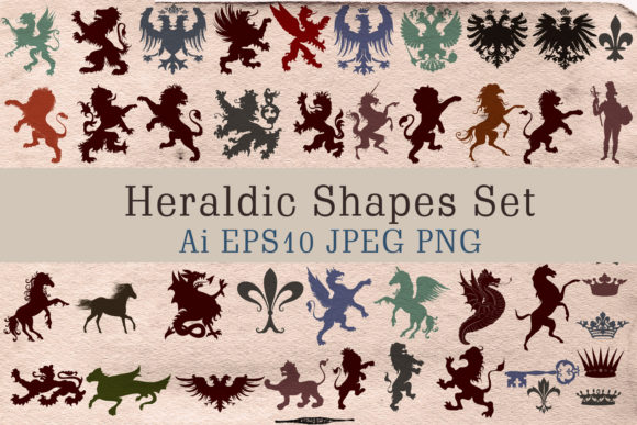 Vector Heraldic Shapes Set 52 Objects