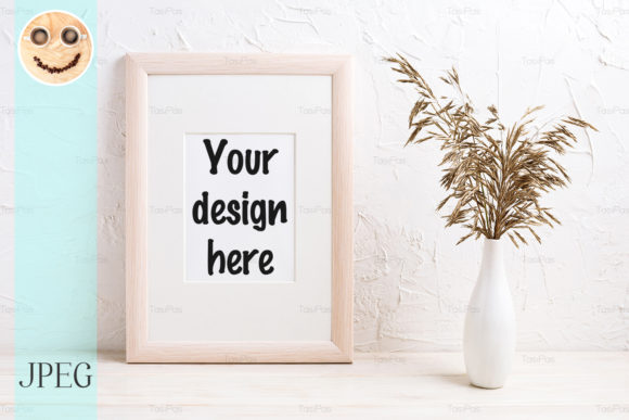 Wooden Frame Mockup with Dried Grass